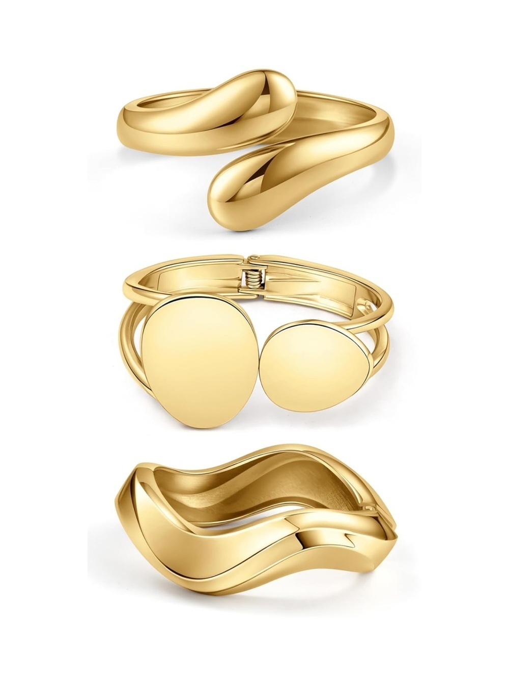 Polished Gold-Tone Bracelet Set